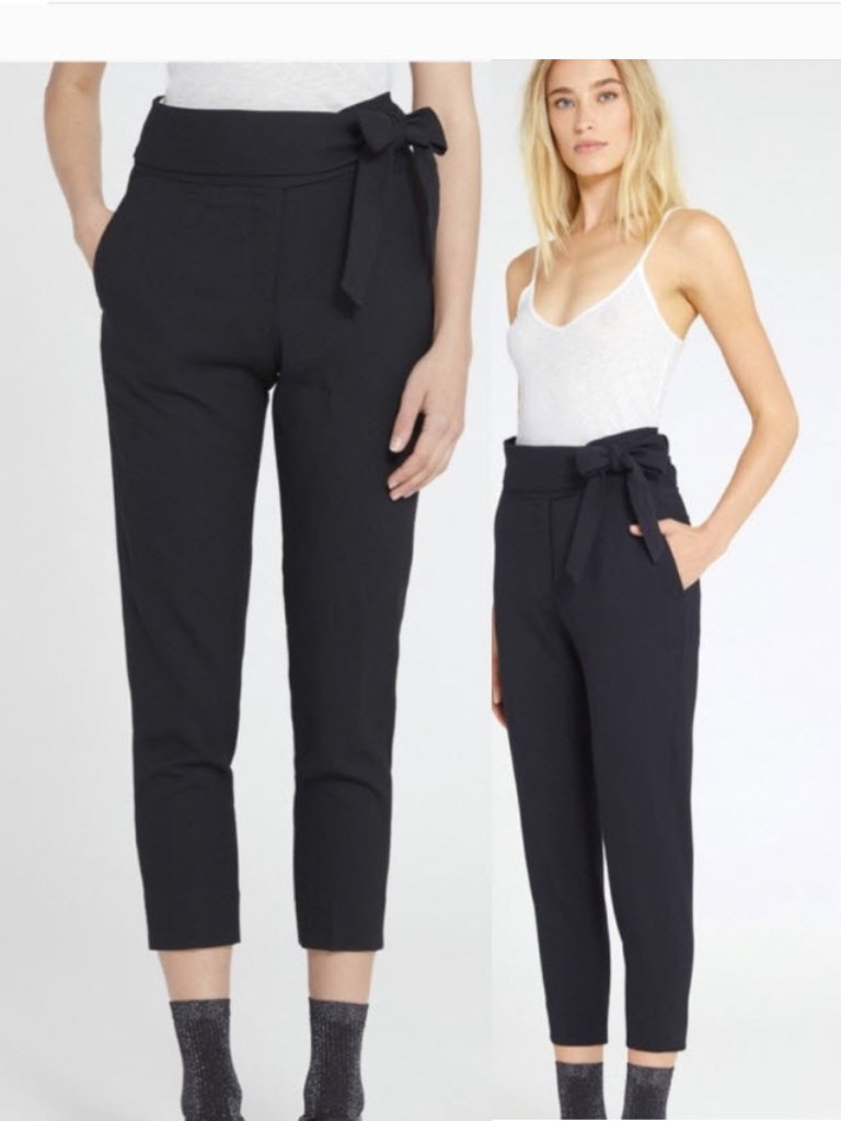 Iro Telma High-Waist Tie Pants Black Slim Ankle Tailored Sz Eu36 Chic Minimalist